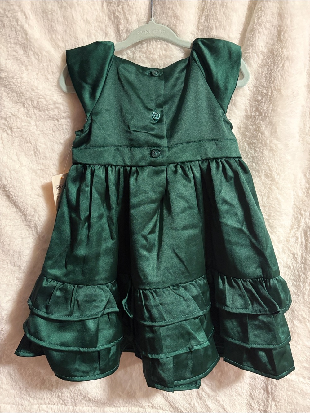 Gymboree Dark Green Satin Bow Party Dress 12-18m - Picture 3 of 3